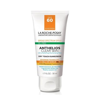 La RochePosay Anthelios AntiShine SPF 60 Dry Touch GelCream on white background
