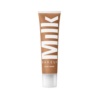 Milk Makeup Blur Liquid Matte Foundation translucent tube of foundation with translucent white lid on white background